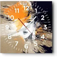 ARTTOR Wanduhr - Quadrat - Glasuhr - Abstraktion Frau - 40x40cm - Schleichendes Uhrwerk - Lautlos - zum Aufhängen bereit - Dekoration Modern - Wanddekoration aus Glas - C4AC40x40-3656