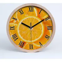 Tulup Holzuhr 25fi cm wanduhr - schwarze Spitzen - Orangenscheiben