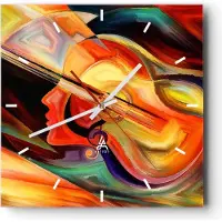 ARTTOR Wanduhr - Quadrat - Glasuhr - Abstraktion modern - 30x30cm - Schleichendes Uhrwerk - Lautlos - zum Aufhängen bereit - Dekoration Modern - Wanddekoration aus Glas - C3AC30x30-3669