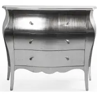Casa Padrino Luxus Barock Kommode Silber - Handgefertigte Massivholz Kommode mit 3 Schubladen - Luxus Möbel im Barockstil - Barock Möbel - Barock Einrichtung - Edel & Prunkvoll