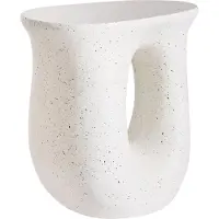 Beliani Beistelltisch Cremeweiß Terrazzo Optik MgO u. Glasfaser Rund 28 x 42 cm Unregelmäßige Asymmetrische Form Modern Outdoor Couchtisch Wohnzimmer