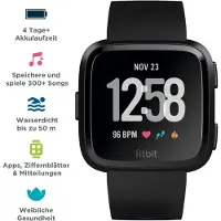 Fitbit Versa Smartwatch Fitnesstracker Limited Edition in Schwarz mit Zusatz Armband in Grau und Ladegerät
