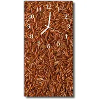 Tulup Glasuhr Wanduhr Küchenuhr Echt-Glas 30x60 Reis Braun