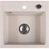 QLS Spülbecken 44x44 cm Granit mit automatischem Siphon Bella Beige 1-Becken 11182