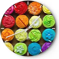 ARTTOR Wanduhr - Rund - Glasuhr - Bunt kekse dekoration nachtisch - 30x30cm - Schleichendes Uhrwerk - Lautlos - zum Aufhängen bereit - Dekoration Modern - Wanddekoration aus Glas - C3AR30x30-2692
