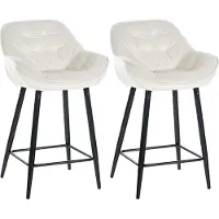 CLP 2er Set Barhocker Gibson Samt creme