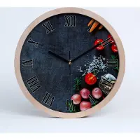 Tulup Holzuhr 30fi cm wanduhr - schwarze Spitzen - Wanduhr mit Zutaten