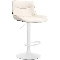 CLP Barhocker Vonore Kunstleder Höhenverstellbar Und 360 Grad Drehbar creme Gestell Farbe weiß