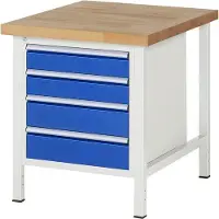 RAU Werkbank mit 4 Schubladen - Vollauszug - 120:2 / 150:2 - 840 x 750 x 900 mm (HxBxT) - Traglast 1.250 kg - Buche