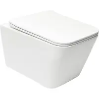 Siko BB EDGY Wand Hänge WC spülrandlos Toilette mit SoftClose TakeOff WC-Sitz, weiß