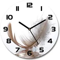 Tulup Wanduhr aus Glas 30fi Glasbild Glasuhr Gehärtetes Glas - schwarze-zeiger - Feather on the water