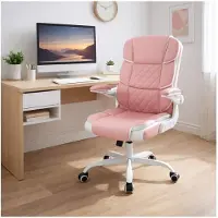 HTI Schreibtischstuhl drehbar mit Wippfunktion Kunstleder Rosa
