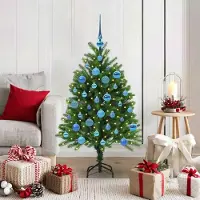 vidaXL "Schlussverkauf" Weihnachtsbaum(1 pc) - Kunstbaum/Tannenbaum - mit 150 LEDs mit Ständer Grün 120 cm PE C7628