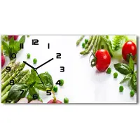 Tulup Wanduhr aus Glas – 60x30 cm - Glasbild - Glasuhr - Gehärtetes Glas - schwarze-zeiger - Frisches Gemüse