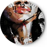 ARTTOR Wanduhr - Rund - Glasuhr - Öl Mund Frau - 40x40cm - Schleichendes Uhrwerk - Lautlos - zum Aufhängen bereit - Dekoration Modern - Wanddekoration aus Glas - C4AR40x40-4724