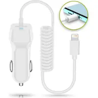 NAUC Auto Ladekabel für Apple iPhone XR XS Max X Ladegerät 8-Pin Kfz Lade Kabel, Farbe:Weiss