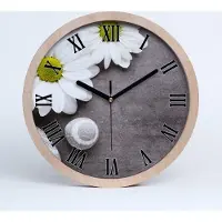Tulup Holzuhr 25fi cm wanduhr - schwarze Spitzen - Gerbera