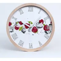 Tulup Holzuhr 25fi cm wanduhr - weiße Spitzen - Himbeeren und Wasser