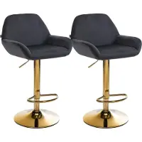 CLP 2er Set Barhocker Braga Gold Samt schwarz
