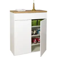 Die Möbelfundgrube Schuhschrank weiß hochglanz - Eiche Riviera 82 cm - MUNDI