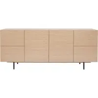 Miliboo - Design-Sideboard aus hellem Eichenfurnier und schwarzem Metall, 2 Türen, 4 Schubladen B180 cm ALASKA