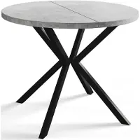 Alpi Möbel Alpi Moebel, Runder Esstisch Loft Liten, Modern Ausziehbarer Tisch 100-180 cm, Hellgrau mit Schwarz Metallbeinen