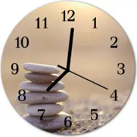 Tulup Glasuhr Wanduhr Küchenuhr Echt-Glas 30fi cm Steine braun