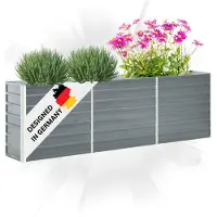 DELUKE Hochbeet für Garten OSKAR Grau | 240x40x77cm | Verzinkter Stahl | Wetterfest | Gartenbeet Kräuterbeet Blumenbeet Beet hoch Frühbeet für Garten Gemüsebeet