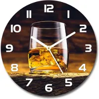 Tulup Wanduhr aus Glas 30fi Glasbild Glasuhr Gehärtetes Glas - weisse-zeiger - Bourbon in a glass