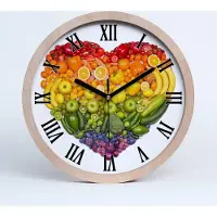 Tulup Holzuhr 25fi cm wanduhr - schwarze Spitzen - Gemüse Herz