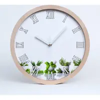Tulup Holzuhr 30fi cm wanduhr - weiße Spitzen - Kräuter