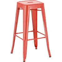 DELUKE Barhocker DOLAN - Metall Rot 43x43x76 cm | Barstuhl Tresenhocker Tresenstuhl Kneipenhocker Kneipenstuhl