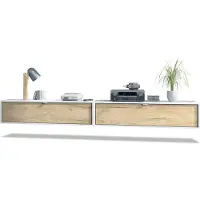 Vladon 2er-Set TV Board Lana 120, Germany, Lowboards je 120 x 29 x 37 cm mit viel Stauraum, Korpus in Weiß matt, Fronten in Eiche Natur | Große Farbauswahl