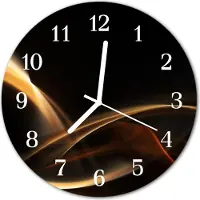 Tulup Glasuhr Wanduhr Küchenuhr Echt-Glas 30fi cm Abstrakte Linien gold schwarz