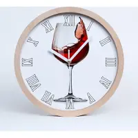 Tulup Holzuhr 30fi cm wanduhr - weiße Spitzen - Rotwein