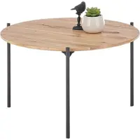 MCA Couchtisch Assuan | Eiche massiv | rund | Eiche / schwarz | 74 cm