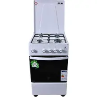Gasline Gas Standherd 50cm Gasbackofen mit Thermostat Weiß SHGG5050THT, Vollzündsicherung Propangas/Erdgas ideal für Camping, Garten, Terrase.