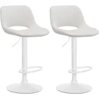 DELUKE Barhocker 2er Set JAKSON - Creme, Samt, Weiß | Barhocker mit Lehne Barstuhl Tresenhocker Tresenstuhl Kneipenhocker Kneipenstuhl