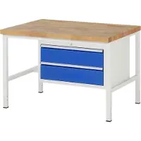 RAU Werkbank mit 2 XL Schubladen - Teilauszug - 180:2 - 840 x 1.250 x 900 mm (HxBxT) - Traglast 1.250 kg - Buche