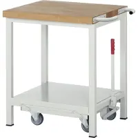 RAU Werkbank Serie 8000, fahrbar, absenkbar, Ablageboden, B 750 x T 700 x H 880 mm