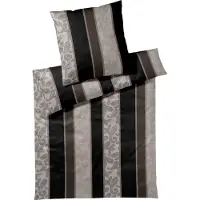 JOOP! Mako-Satin-Bettwäsche-Garnitur Paisley Stripes Farbe Black Größe 135x200+80x80