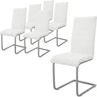 ML-Design 6er Set Esszimmerstuhl mit Rückenlehne, Weiß, aus Kunstleder