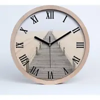 Tulup Holzuhr 20fi cm wanduhr - schwarze Spitzen - Weg auf dem Strand
