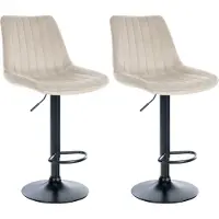CLP 2er Set Barhocker Toni Samt schwarz creme