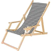 Ferocity Holz Liegestuhl Klappbar Klappliegestuhl mit Armlehne und Getränkehalter Strandstuhl Motiv Zig-Zag [119]