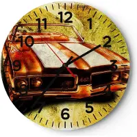 ARTTOR Wanduhr - Rund - Glasuhr - Auto Geschwindigkeit Cabriolet - 40x40cm - Schleichendes Uhrwerk - Lautlos - zum Aufhängen bereit - Dekoration Modern - Wanddekoration aus Glas - C4AR40x40-0531