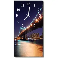 Tulup Glasuhr Wanduhr Küchenuhr Echt-Glas 30x60 Brücke Mehrfarbig