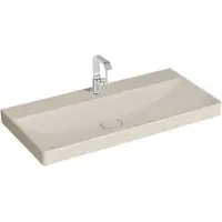 Vitra New Metropole Aufsatzwaschtisch wandgebunden rechteckig 100 x 47 cm mit Hahnloch ohne Überlaufschlitz Sandbeige Matt mit Oberflächenveredelung Clean