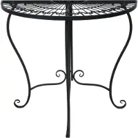 DELUKE Balkontisch PHILIP - Eisen, Schwarz, 80x40x71cm | Gartentisch Balkon-Tisch halbrunder Wandtisch Kleiner Tisch Terrassentisch Verandatisch