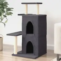 Markenlos Kratzbaum mit Sisal-Kratzsäulen Dunkelgrau 97 cm Katzenmöbel für kleine und große Katzen